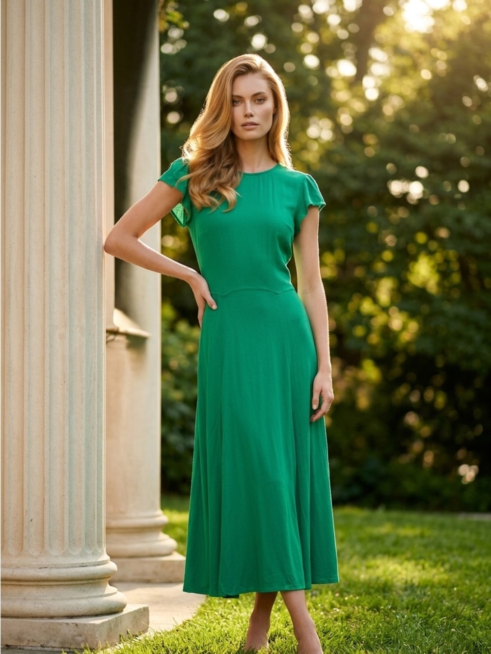 NWOT Vici Green Back Cutout Midi Dress - Picture 3 of 8